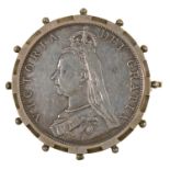 A CROWN, 1887, IN SILVER MOUNT, 28G