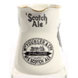 BREWERYANA. A ROYAL DOULTON BLACK PRINTED EARTHENWARE PUB JUG FOR WIM YOUNGER & CO'S 3 SCOTCH ALE,