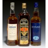 BUSHMILLS BLACK BUSH IRISH WHISKY, 1L, LEDAIG 15 YEAR OLD SINGLE MALT SCOTCH WHISKY, 70 CL AND