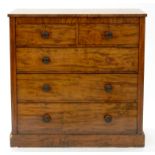 A VICTORIAN MAHOGANY CHEST OF DRAWERS, 105CM H; 102 X 46CM