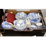 A ROYAL CROWN DERBY BLUE AVES PATTERN DINNER AND TEA SERVICE, TO INCLUDE A CASED SET OF SIX