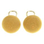 A PAIR OF 18CT GOLD TEXTURED EARRINGS, 10.5G