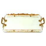 A GILTMETAL MOUNTED TWO HANDLED MIRRORED TRAY, 68CM W