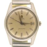 AN OMEGA SEAMASTER STAINLESS STEEL AUTOMATIC WRISTWATCH, STAINLESS STEEL BRACELET, 2.8 CM DIAM