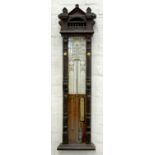 A CARVED OAK ADMIRAL FITZROY BAROMETER, 124CM H