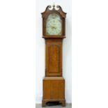 A 19TH C OAK EIGHT DAY LONGCASE CLOCK, THE PAINTED DIAL INSCRIBED BOTH.... BOSTON AND PAINTED WITH