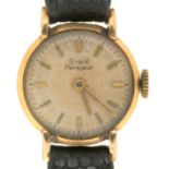 A GIRARD-PERREGAUX 9CT GOLD LADY'S WRISTWATCH, BIRMINGHAM 1961, LEATHER STRAP