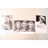 A group of seven music industry autograph post cards,