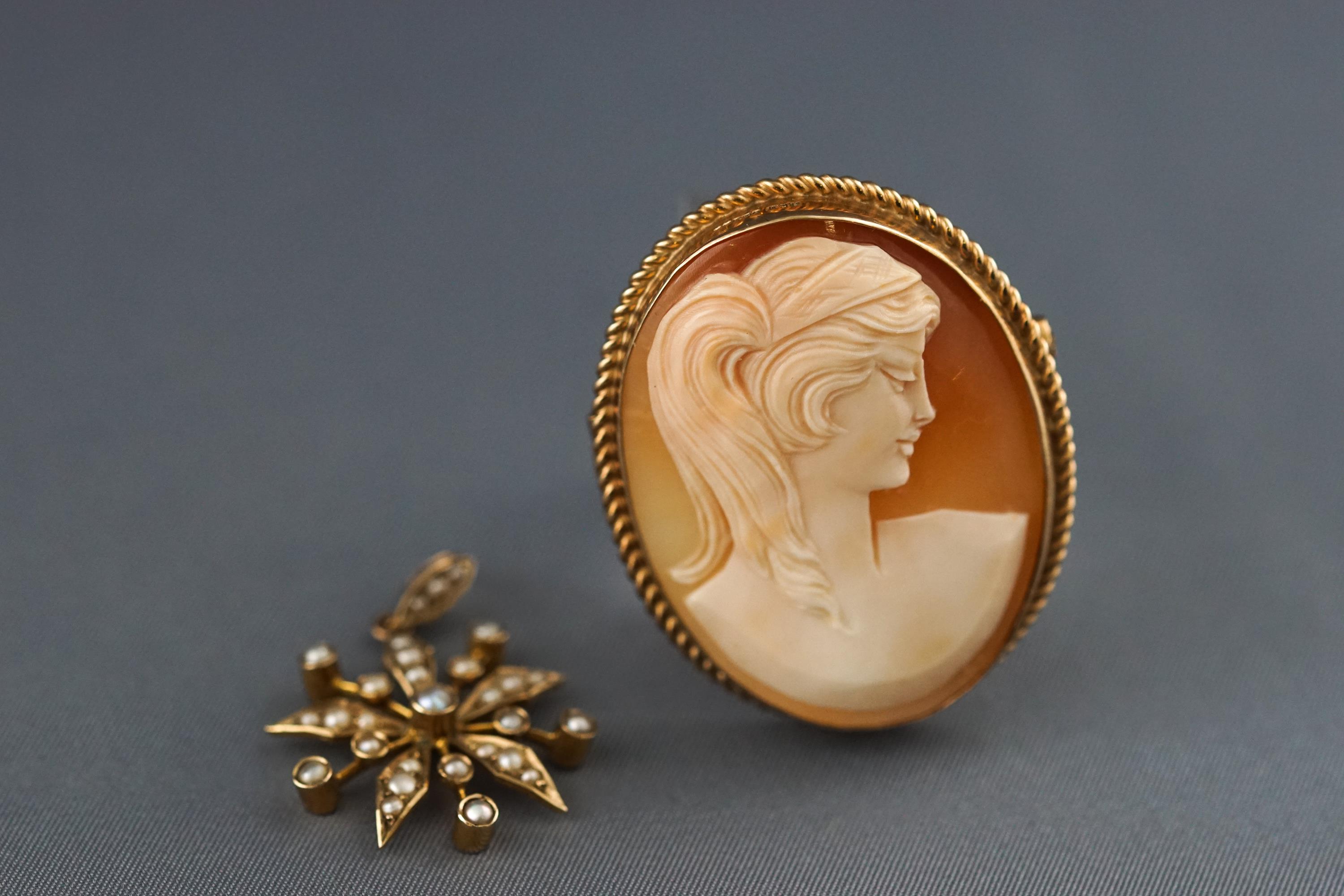 An oval hardstone cameo brooch,