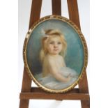 Alfred Hitchens, Matilda King as a child, pastel on paper, signed lower left and dated 1905,