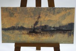 Paul Mann (1907-1994), The Port, acrylic, signed lower right, un-framed,