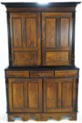 A Sri Lankan teak, ebony and ebonised wood Almirah cupboard