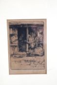 Auguste Brouet (French), 1872-1941, 'The Piety Shop Lady', etching, limited edition 26 of 100,