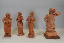 Ron Olley, Three terracotta figures of buskers