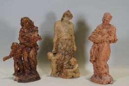 Ron Olley - A stoneware figure of a semi-nude mother with children, 32cm high,