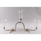 A gilt metal and glass three piece epergne in the form of convolvulus,