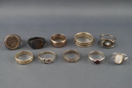 A collection of ten silver rings of variable designs. All marked/hallmarked for sterling silver 925.