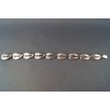 A Danish silver leaf link form bracelet with tongue and box clasp by Borge Malling Jensen,