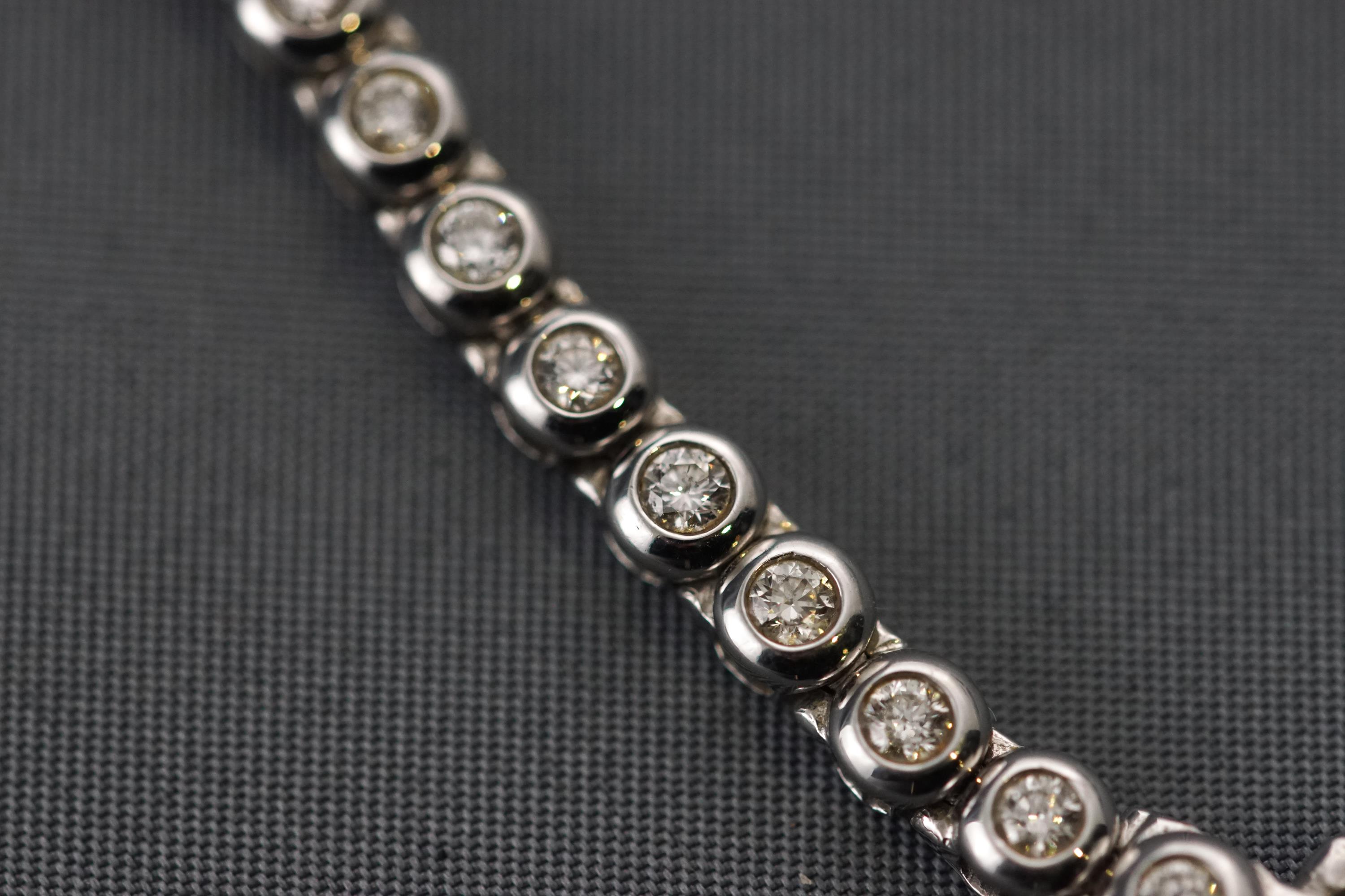 A modern white metal diamond line bracelet. - Image 2 of 2