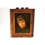 Ron Olley, Self portrait of the artist as a young man, oil on board, signed lower left,