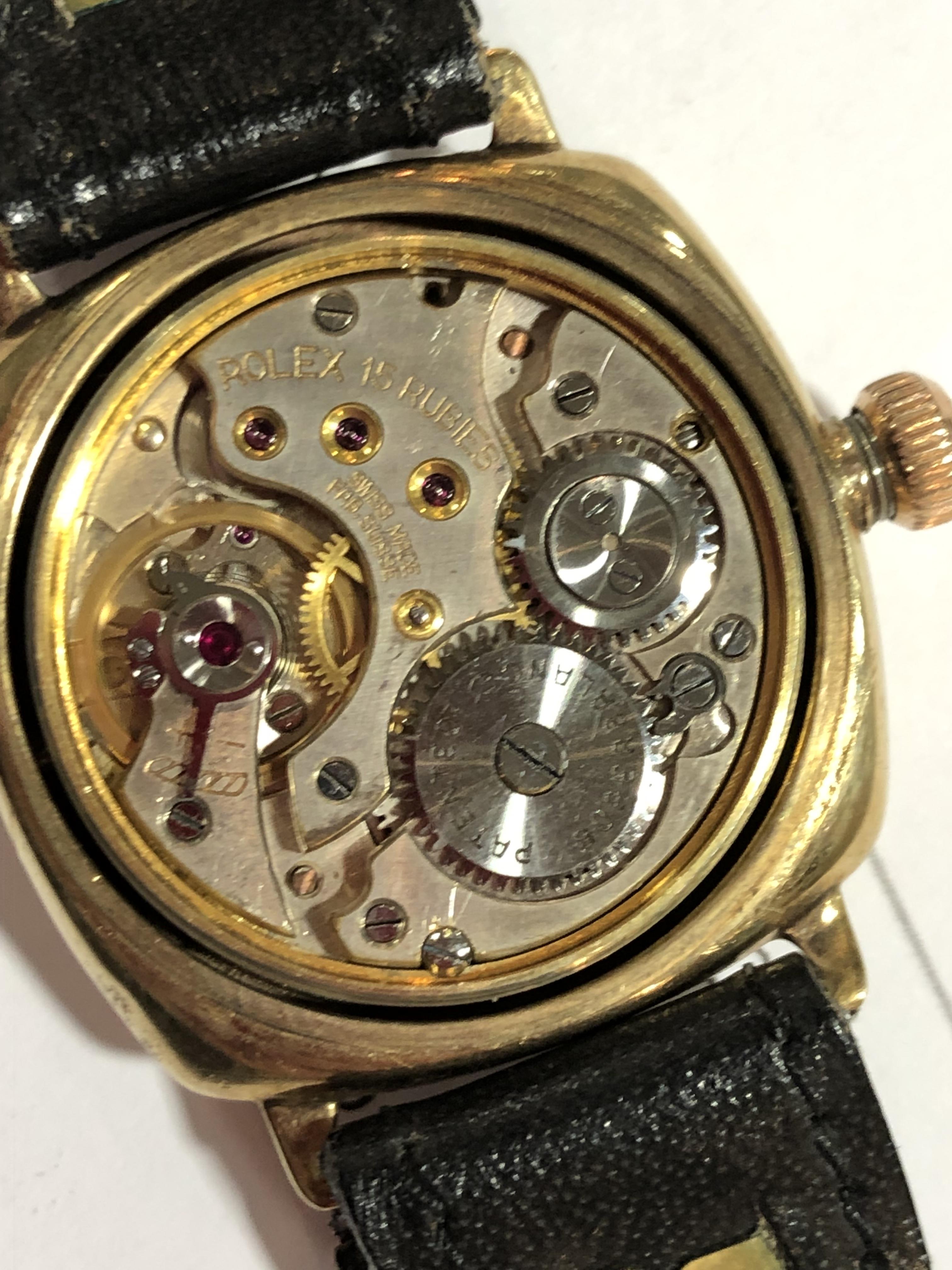 A gentlemans gold Rolex Oyster wristwatch with later leather strap, manual wind movement, - Image 4 of 6