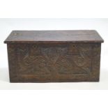 A carved hardwood South Arabian marriage chest of rectangular form,