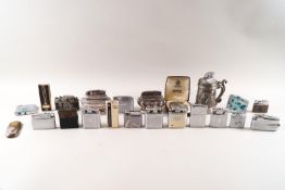 A collection of assorted table and pocket lighters,