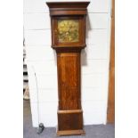 An oak cased long case clock with brass spandrelled chapter dial, signed John Steel,