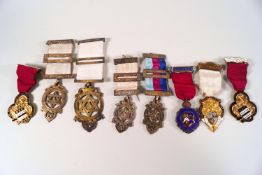 A group of eight Masonic medals