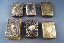 A group of six plated vestas/matchbox covers of Art Nouveau and scrolled foliate design