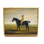 After John Frederick Herring, Racehorse with jockey up in a rural landscape, oil on canvas,