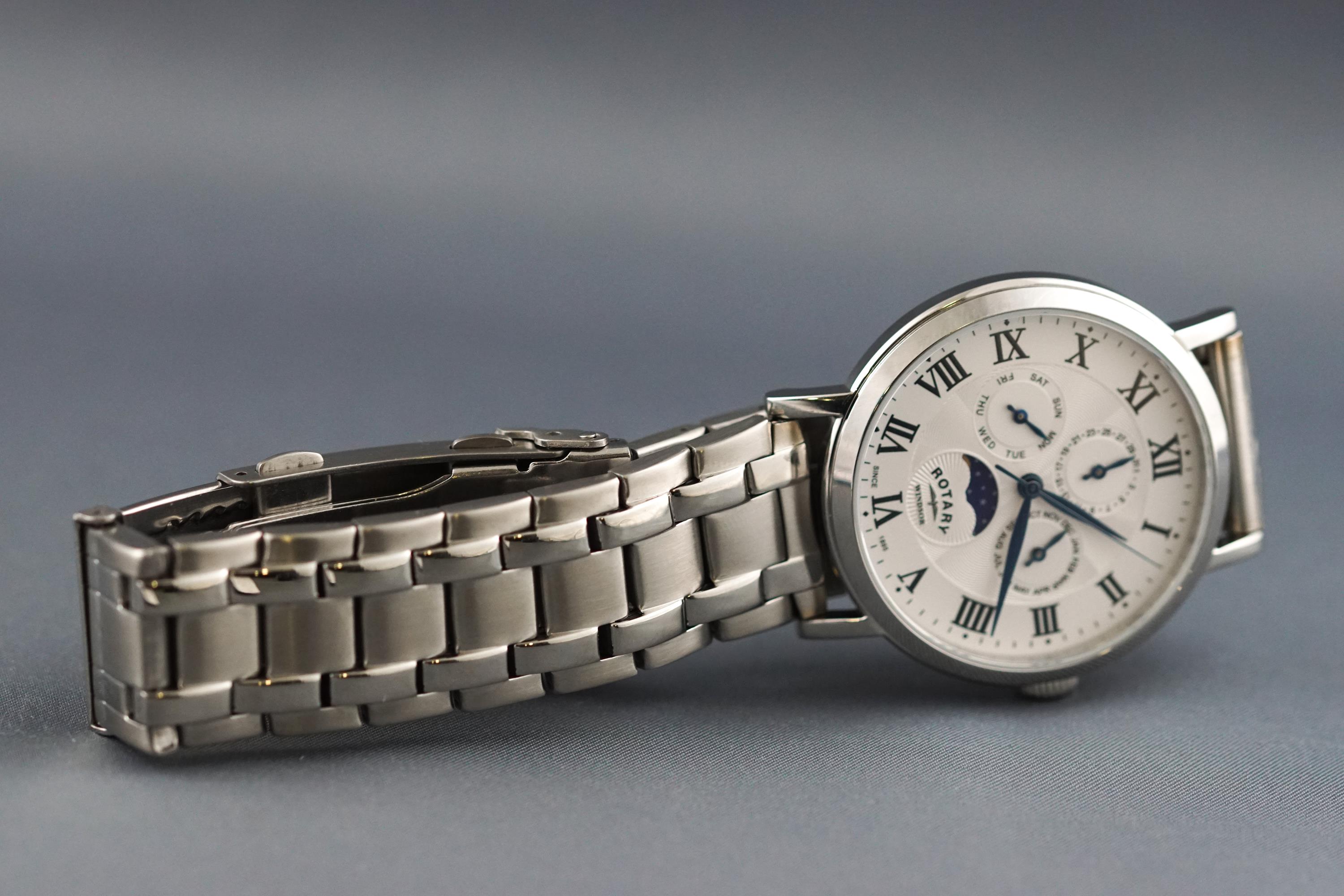 A stainless steel Rotary Windsor bracelet watch, quartz movement, - Image 2 of 2