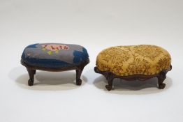 Two Victorian walnut footstools of small form,