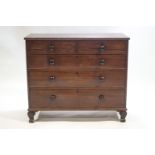 A Victorian plain rectangular mahogany chest of two short and three long drawers,