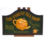 A period style composition dome topped Tea shop advertising sign with polychrome decoration,