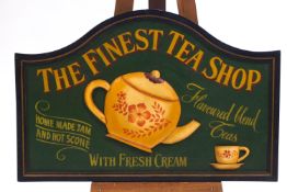 A period style composition dome topped Tea shop advertising sign with polychrome decoration,