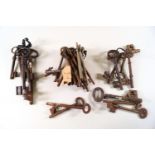 An assorted collection of mainly Georgian door keys etc