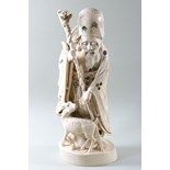 A Japanese Meiji period ivory and Shibayama carved figure of Jurojin, the God of longevity,