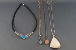 A collection of four gem set necklaces of variable designs,