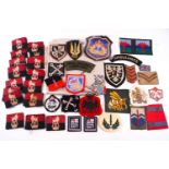 A group of assorted militaria comprising a large assortment of arm badges,