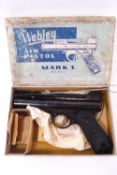 A Webley air pistol,