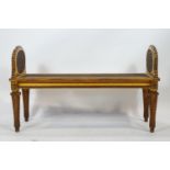 A carved hard wood and gilt 18th century French neo classical style double window seat,