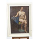 French School, late 19th /early 20th century, Life study of a female, oil on canvas,