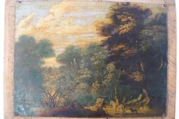 Late 18th century, Continental School, figures in a landscape,