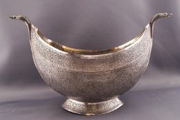 A Kashmiri navette shaped bowl, reportedly from Gulmarg in the western Himalayas and dated 1902,