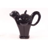 A Carlton ware deco style black cat tea pot, standing in an alert position,