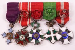 A group of five Miniature medals on a bar, awarded to Walter Layton, 1st Baron Layton, 1884-1966,