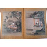 Two late 19th century Chinese gouache court scenes, painted on silk,