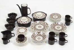 A 1973 Meakin Maidstone pattern dinner and coffee service complete for six place settings