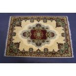 A large cream ground Asian style synthetic fibre carpet